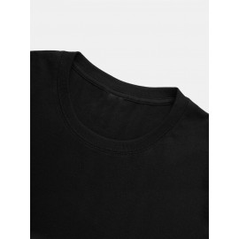 Mens 100% Cotton Slogant & Scenery Pattern Short Sleeve Casual T-Shirt