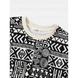 Mens Ethnic Ornament Scarf Printed Short Sleeve Skin Friendly T-Shirts