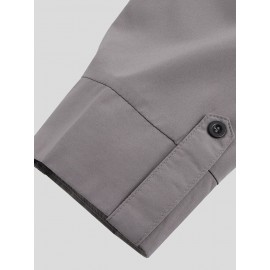 Mens Long Sleeve Ethnic Robe Solid Color Long T shirts