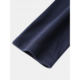 Mens Solid Color High Neck Plain Basics Long Sleeve T-Shirts