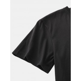 Mens Cotton Astronaut Colorful Planet Print O-Neck Casual Short Sleeve T-Shirts