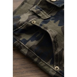 Camo Print Multi-Pockets Buttoned Men's Jeans