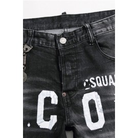 Men's Letter Print Buttons Straight Leg Jeans