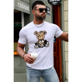 White Misfit Teddy Print Men's Graphic Tee