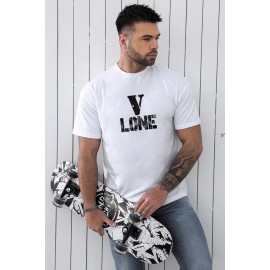White V LONE O-neck Short Sleeve Men's T Shirt