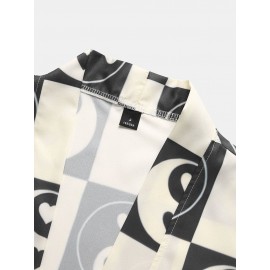 Mens Heart Yin Yang Pattern Open Front Casual Loose Kimono
