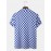 Mens Checkered Plaid Revere Collar Street Short Sleeve Shirts